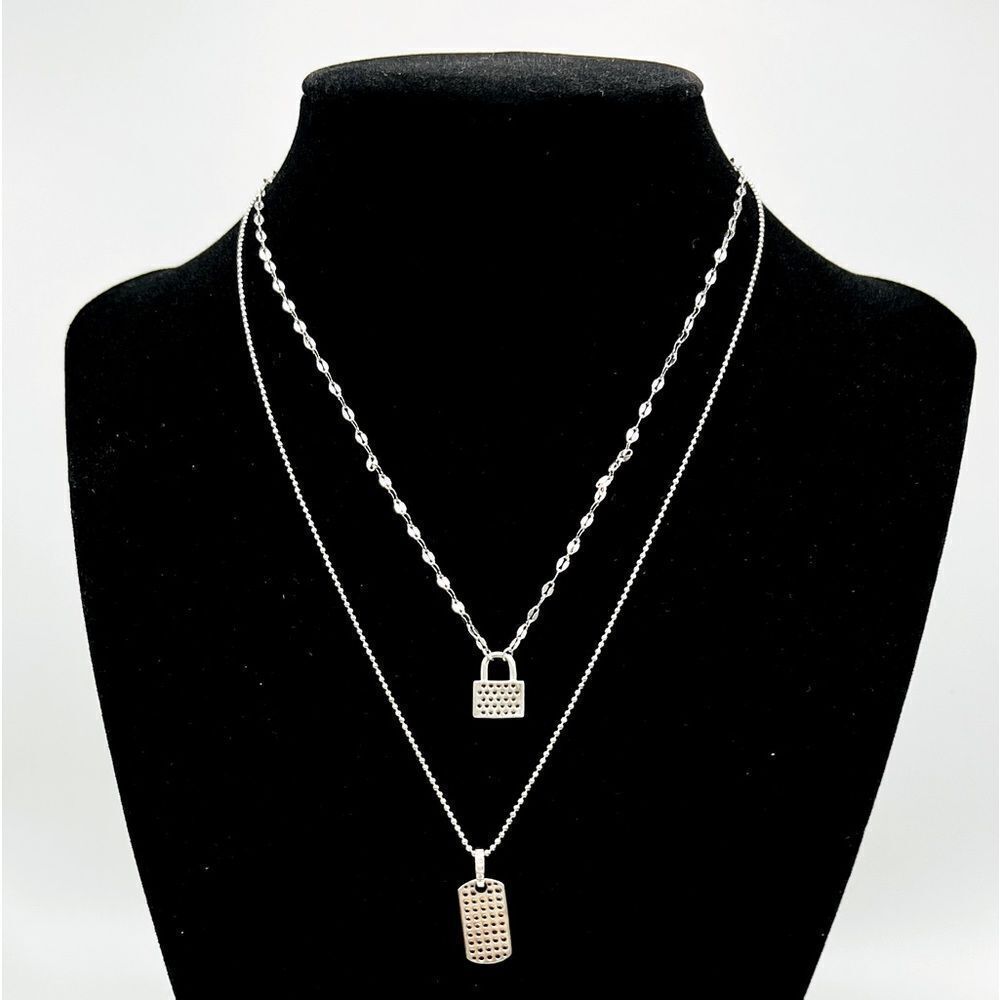 Starling Silver Lock Multi Layer Necklace